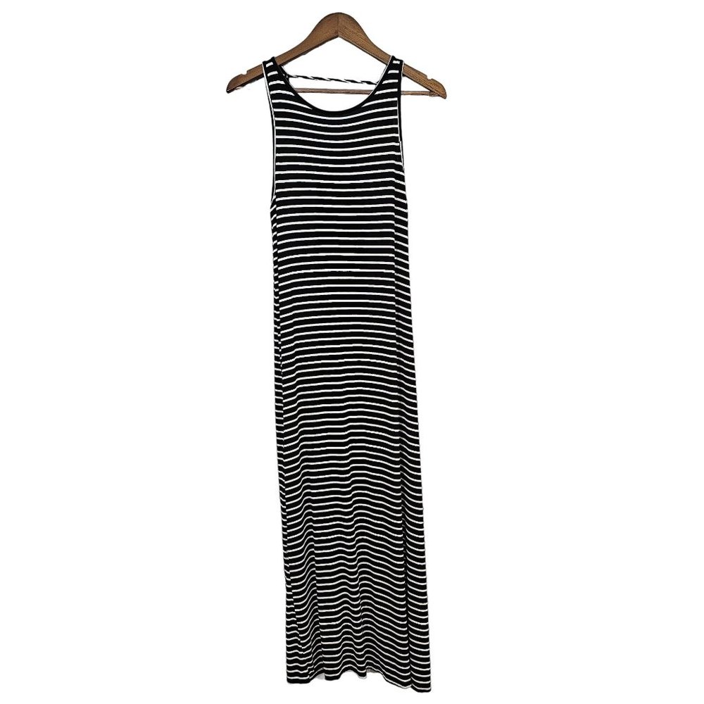 Acemi Maxi Dress Womens Size Small Black White Striped Scoop Neck Cover‎ Up